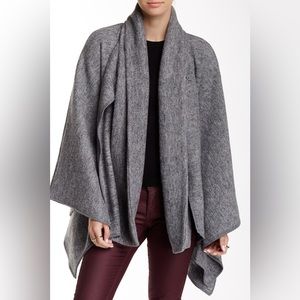 STELLA & JAMIE Dawn Wool Shawl Scarf Coat in Grey
